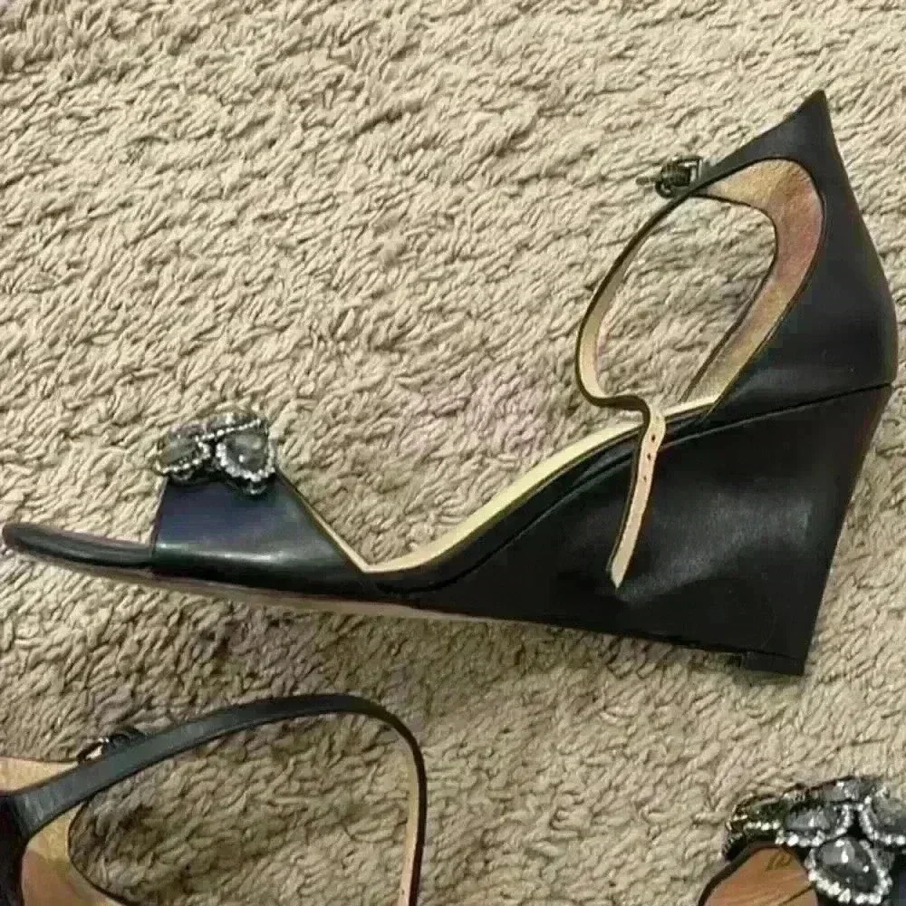 Badgley Mischka Crystal‎ Rhinestone Wedge Sandal - Picture 4 of 5